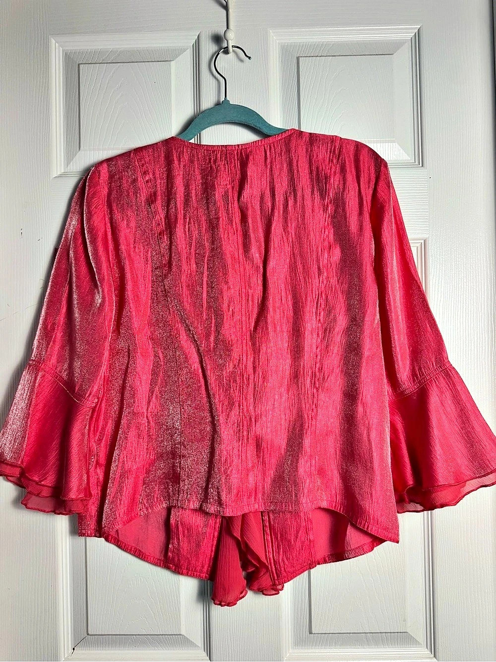 Ruby Rd. Women's Pink Ruffle Blouse - Picture 2 of 3